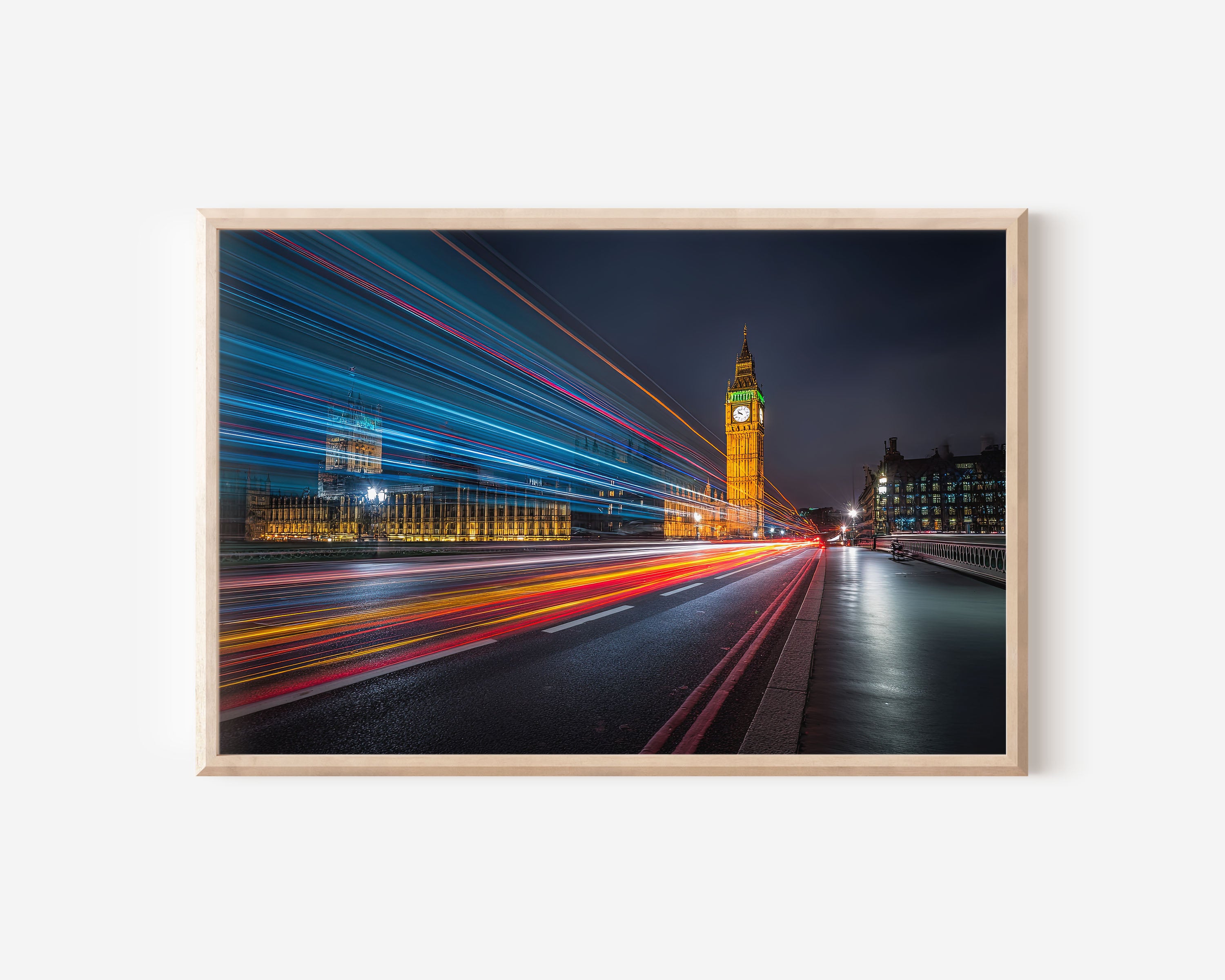 London Big Ben Wall Art Print, Westminster Bridge Night Lights