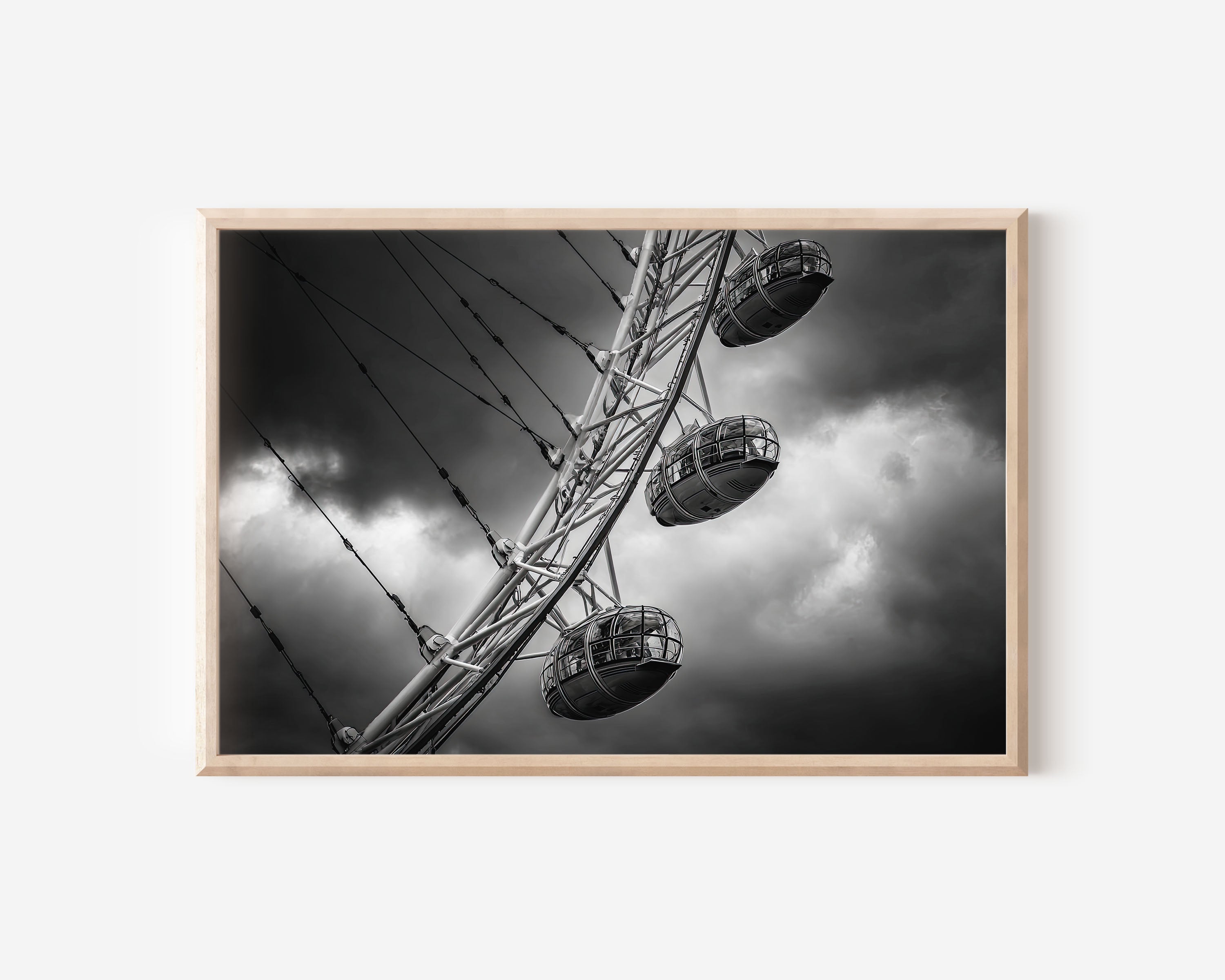 London Eye Black & White Wall Art Print