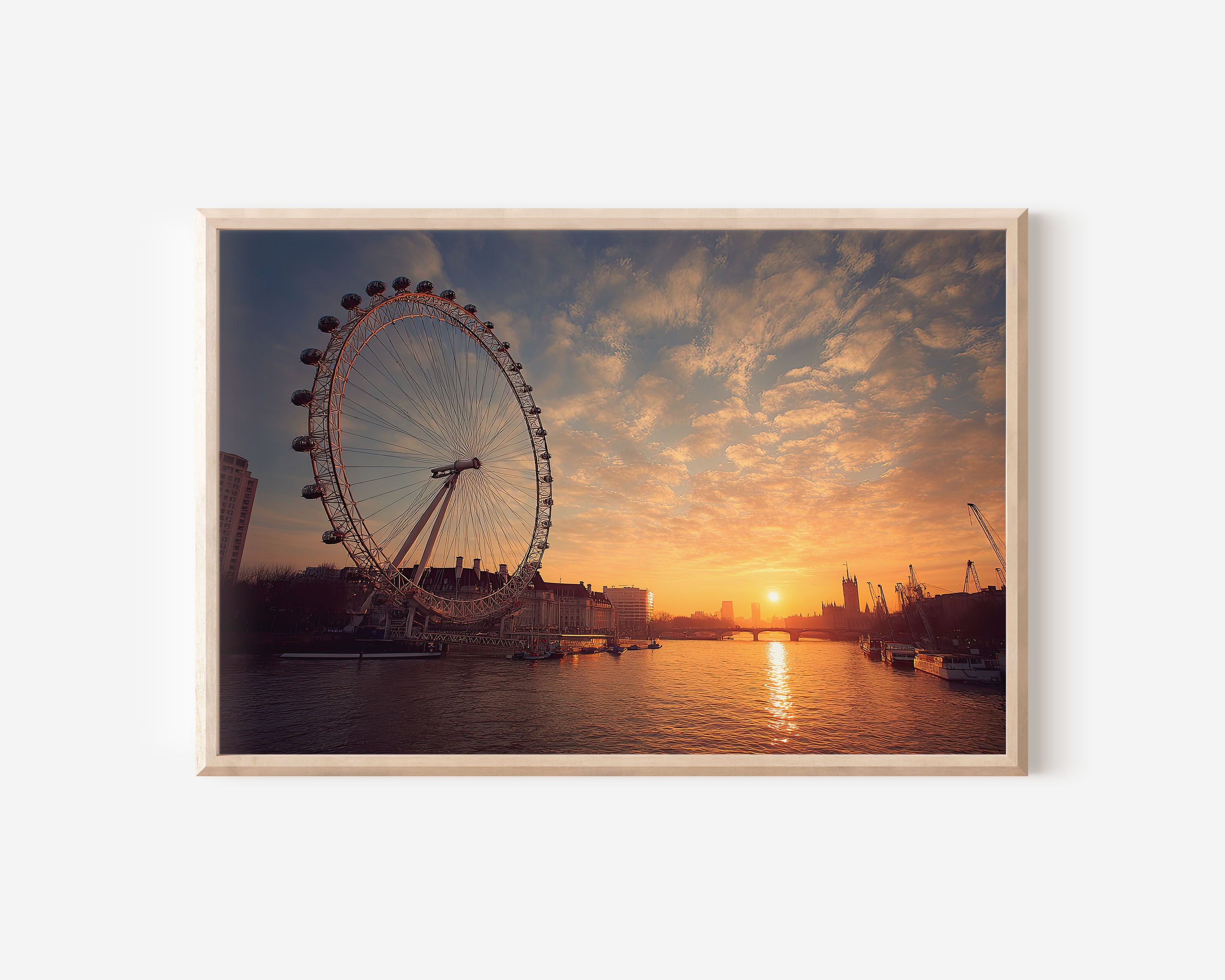 London Eye Sunset Wall Art Print – Thames River Cityscape Canvas