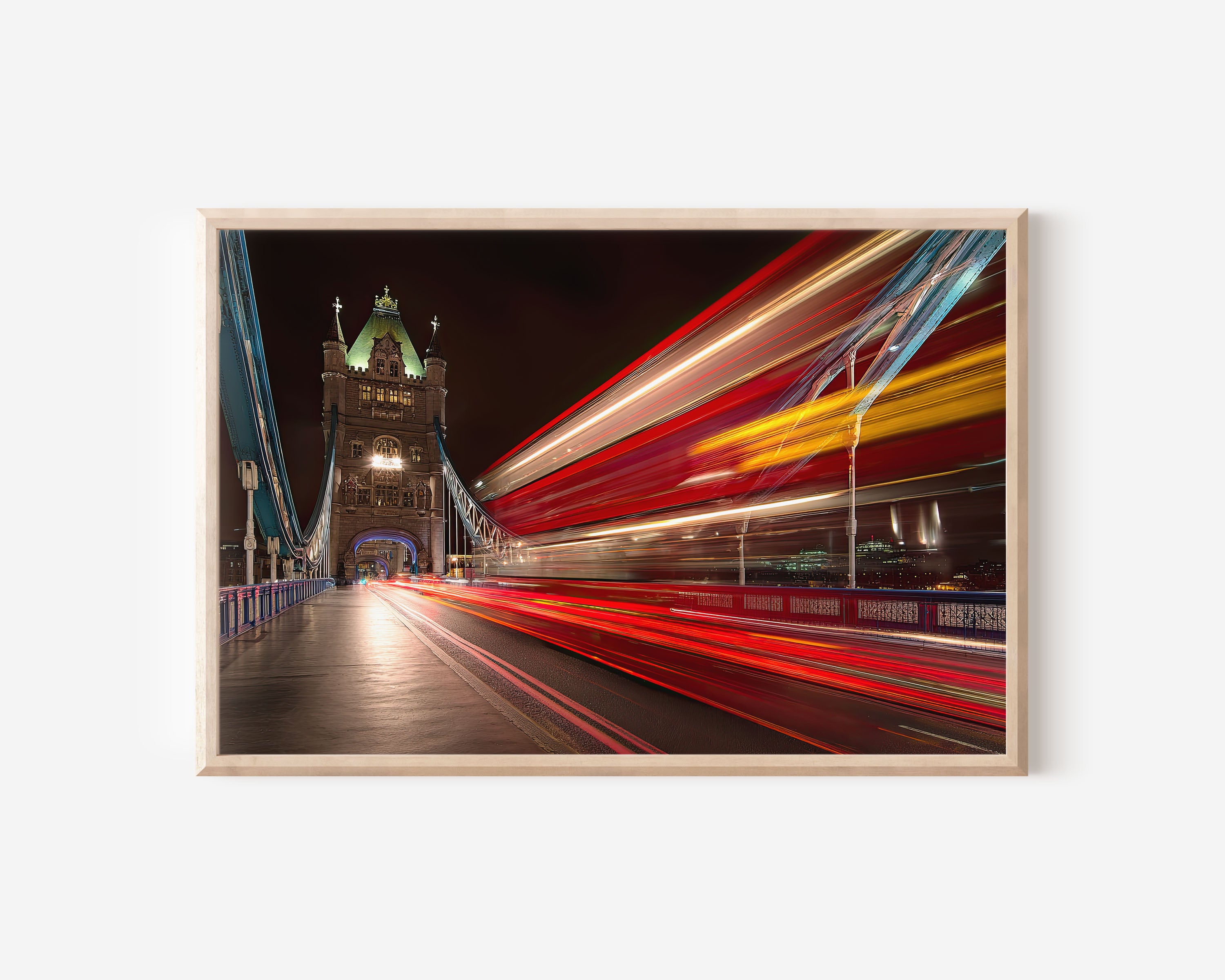 London Tower Bridge Red Bus Night Wall Art Print
