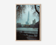 London The Shard Wall Art Print | Thames Riverbank Photography | Moody City Skyline Poster | Modern London Home Decor
