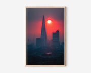 London The Shard Sunset Wall Art | London Skyline Blood Moon UK Print | Travel Photography Poster