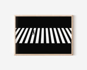 Zebra Crossing Overhead Print | Black and White Urban Street Wall Art | Lone Figure City Photography