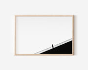 Lone Figure Diagonal Bridge Print | Ultra Minimalist Black and White Wall Art | Urban Architecture Photography