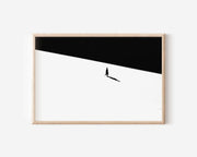 Lone Figure on Vast White Salt Flat | Minimalist Black & White Fine Art Print