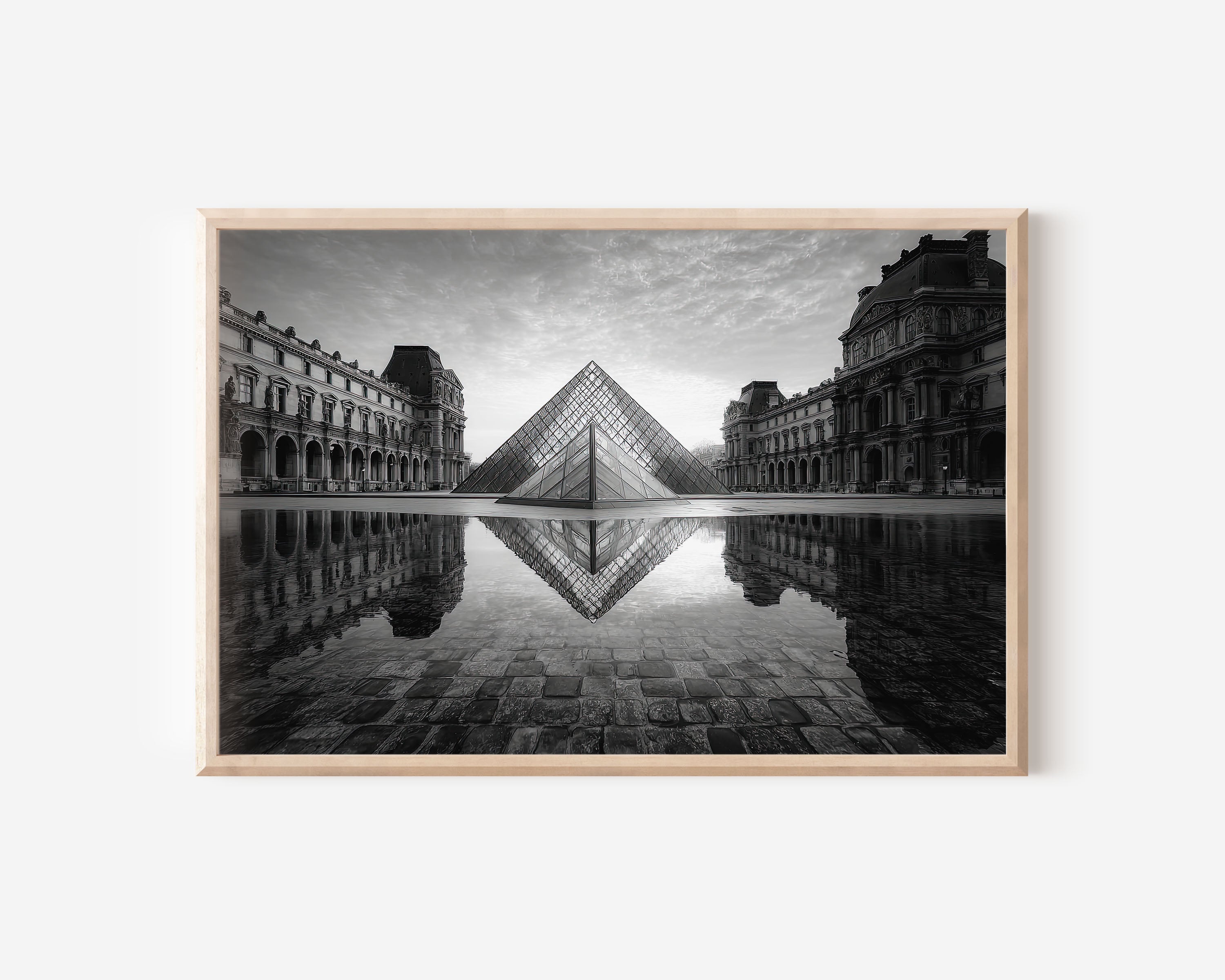 Louvre Pyramid Black & White Wall Art Print
