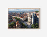Lyon France Basilica Cityscape Wall Art Print – European Skyline Panorama