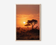 Maasai Mara Sunset Wall Art Print | Kenya Africa Acacia Tree Savanna Photography | East Africa Safari Travel Poster | Warm Earthy Home Decor