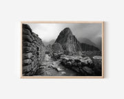 Machu Picchu Wall Art Print – Black and White Stone Path Photography