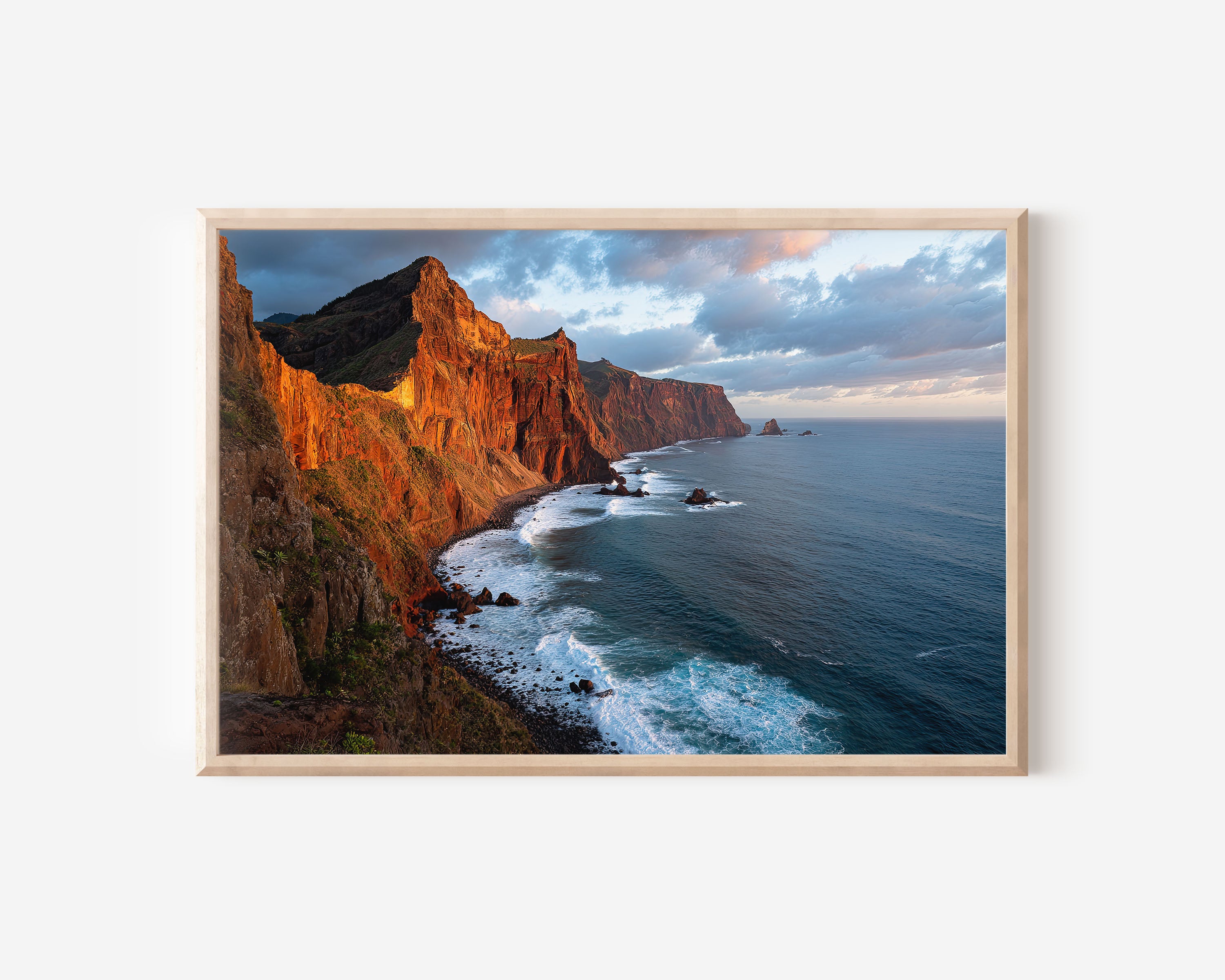 Madeira Portugal Coastal Cliffs Wall Art Print | Dramatic Ocean Landscape Decor