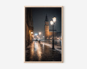 Kraków Main Market Square Winter Print | St Mary's Basilica Night Wall Art | Poland Travel Photography