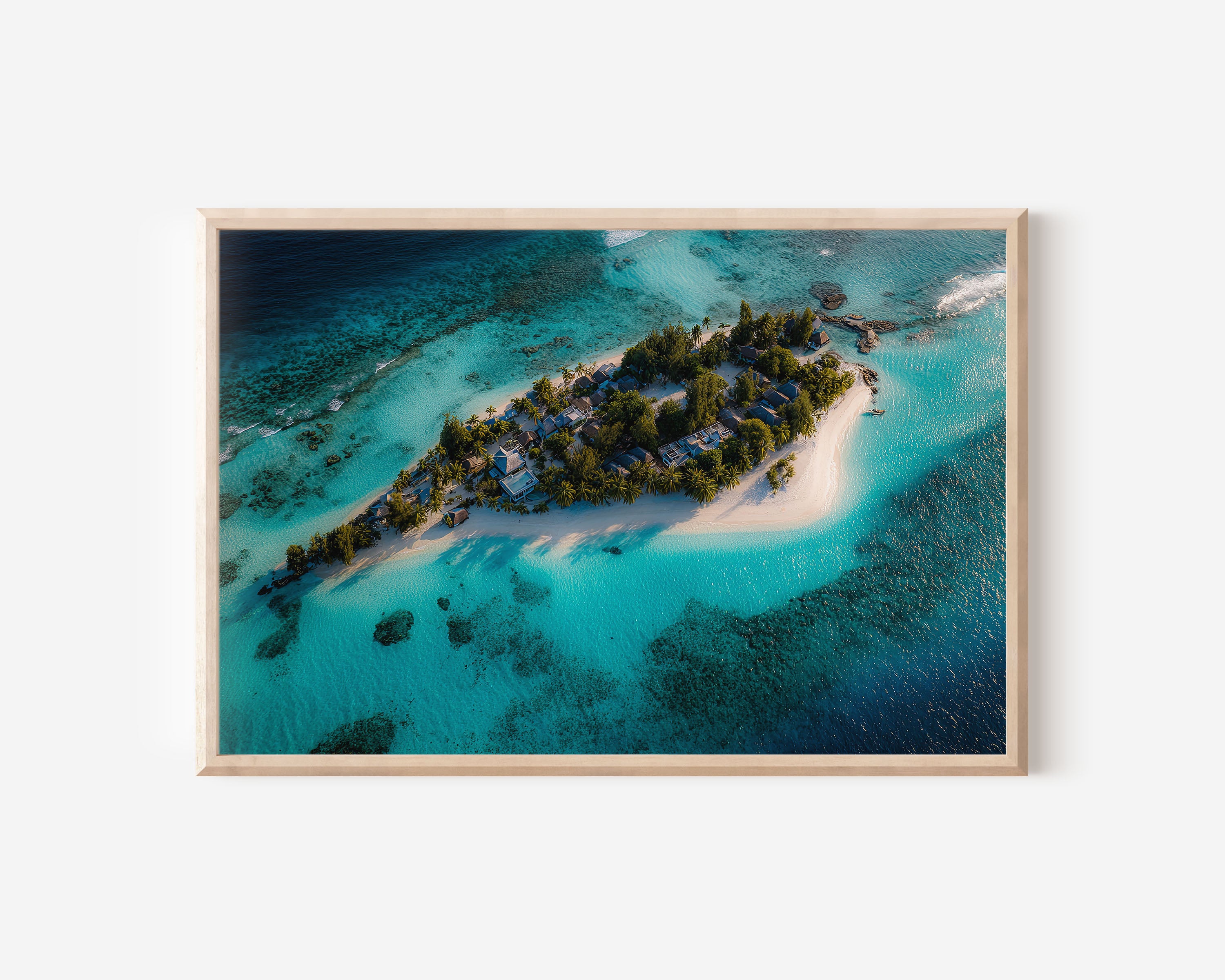 Maldives Island Lagoon Wall Art – Tropical Aerial Beach & Turquoise Ocean Print