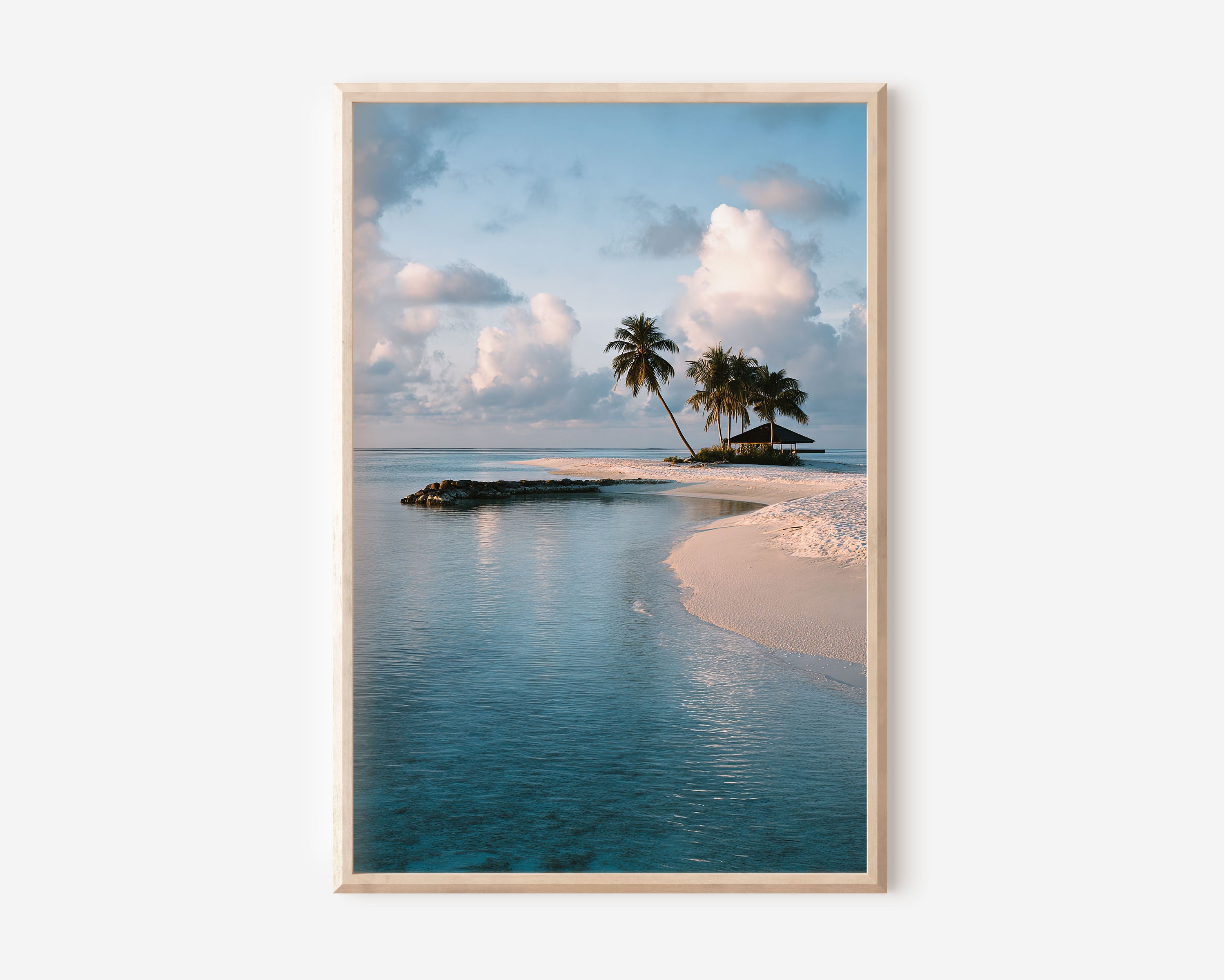 Maldives Sand Island Wall Art Print | Tropical Beach Palm Tree Photography | Coastal Paradise Poster | Beach House Home Decor