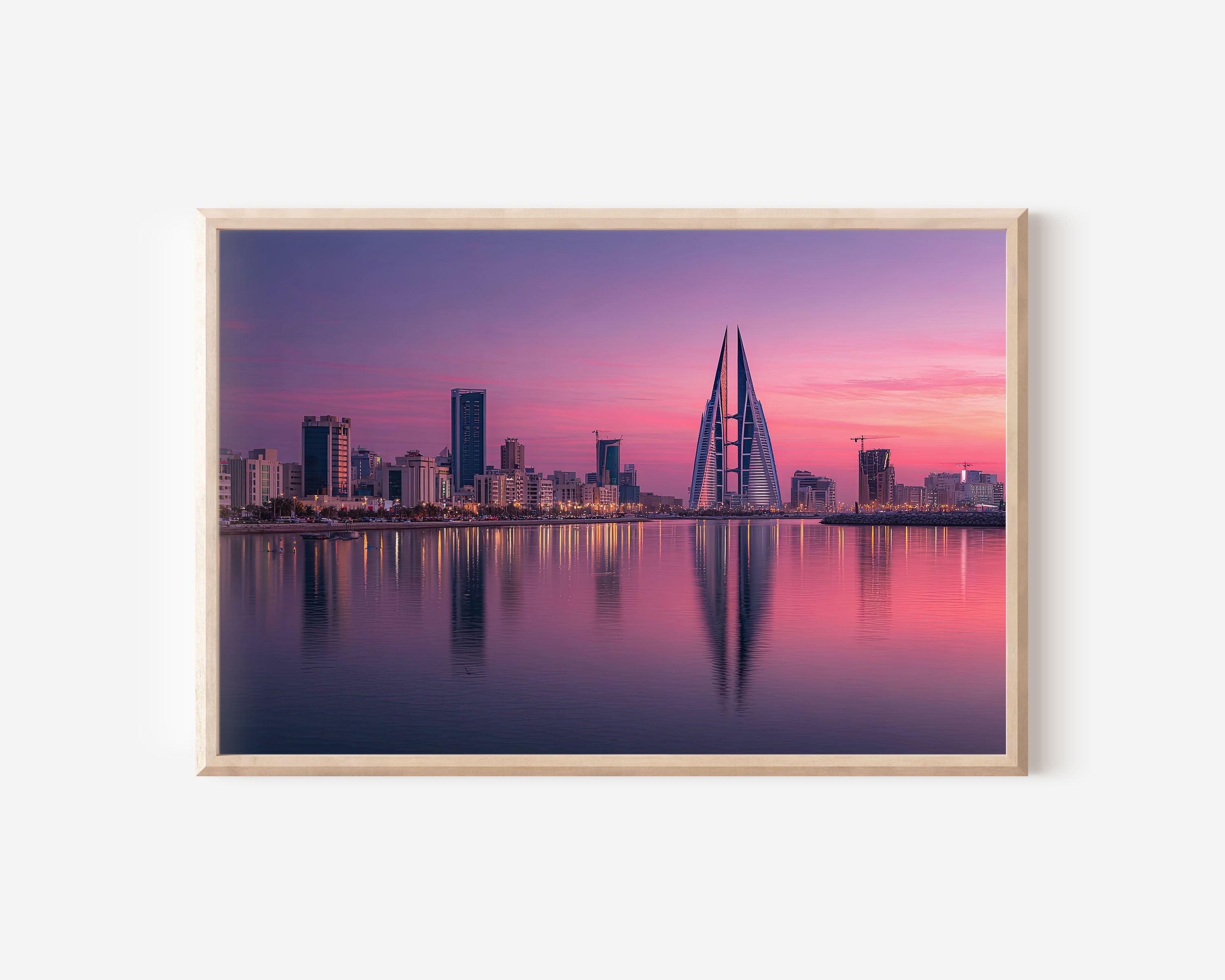 Manama Bahrain Skyline Sunset Wall Art | Bahrain Cityscape Print