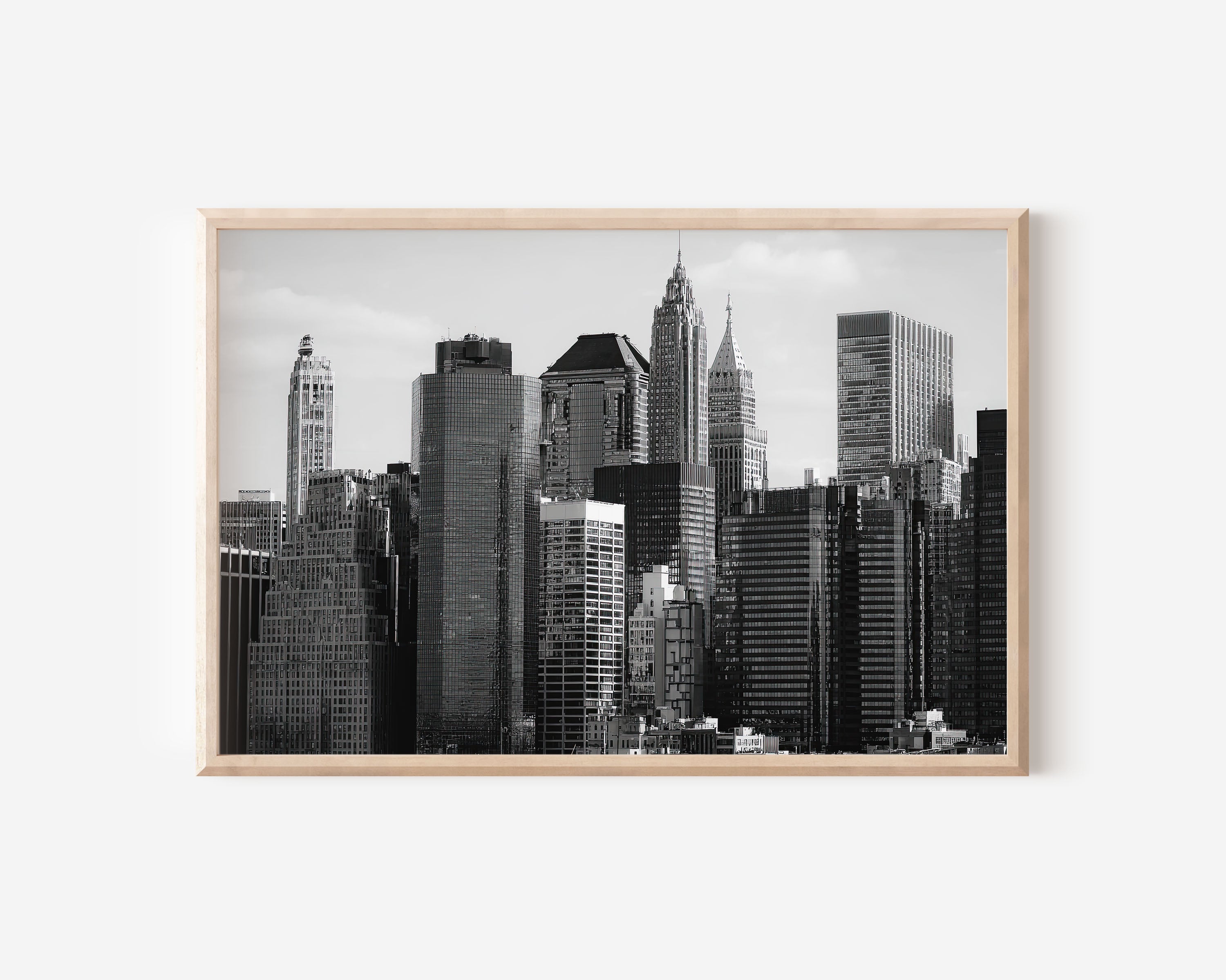 Manhattan Skyline Black & White Wall Art Print