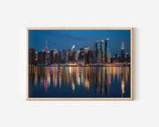 Manhattan Skyline Night Wall Art Print | New York City Skyline Reflection Photography