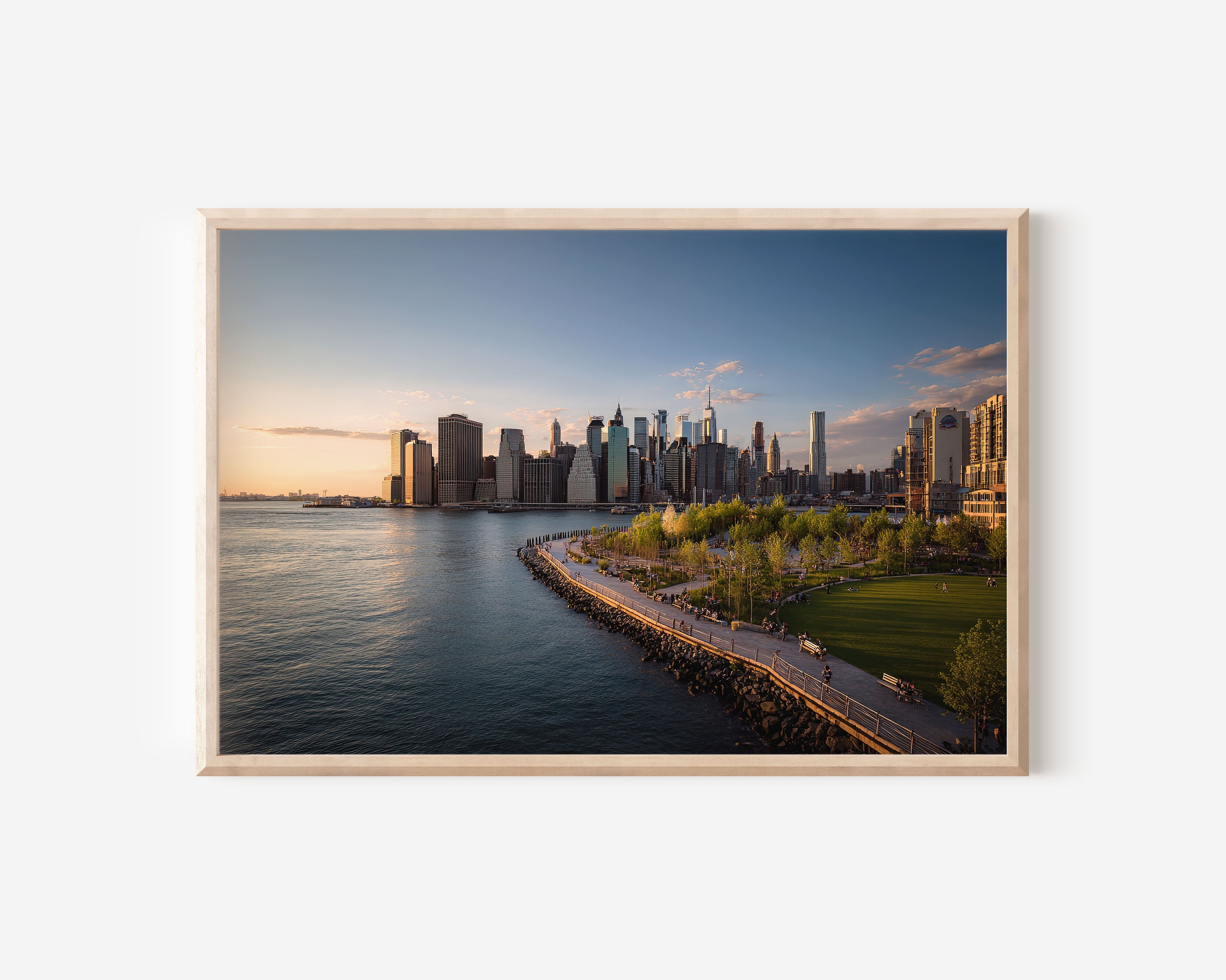 Manhattan Skyline Wall Art Print | New York Golden Hour Cityscape Decor