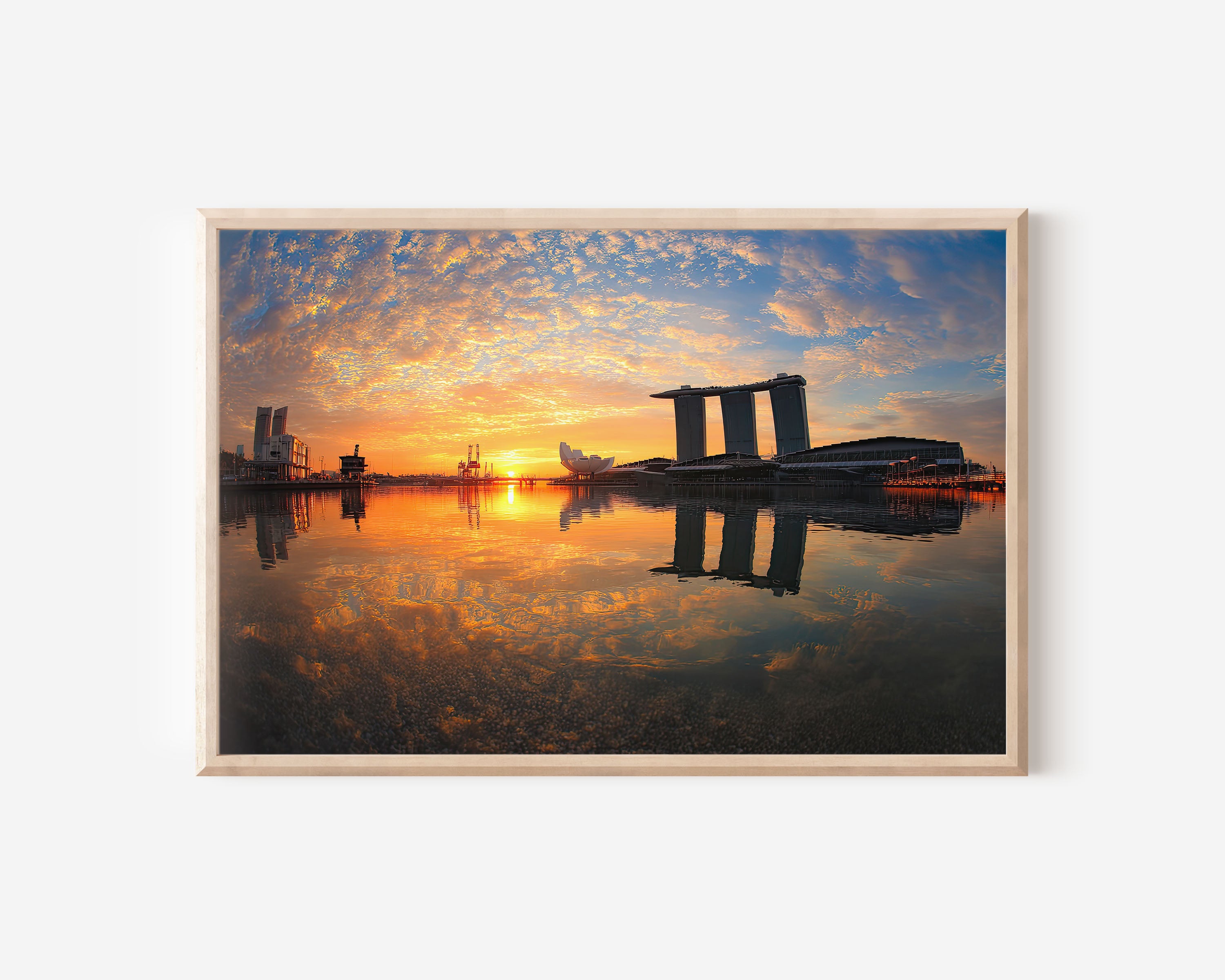 Marina Bay Sands Sunset Print – Singapore Skyline Wall Art