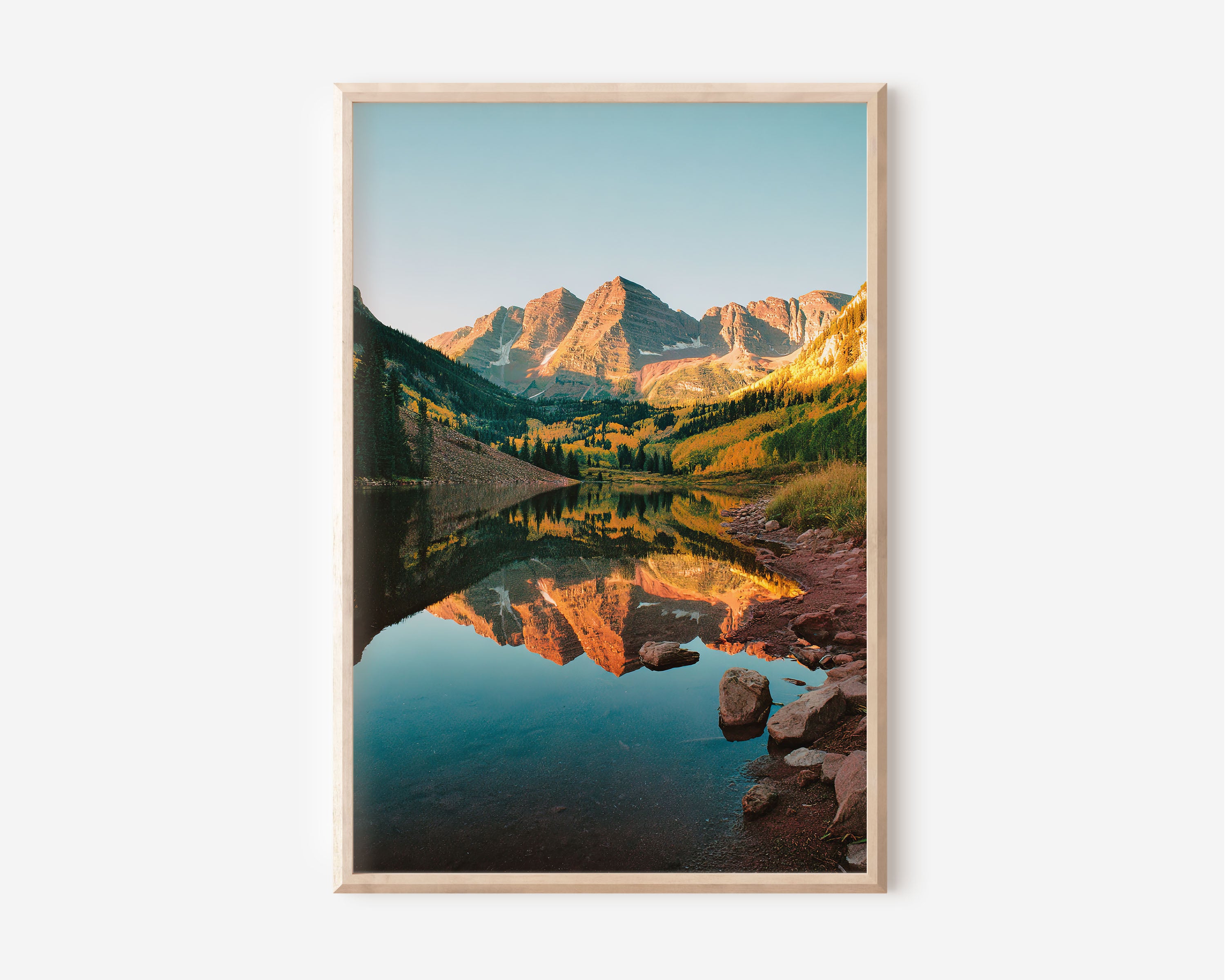 Maroon Bells Reflection Wall Art Print | Aspen Mountain Lake Canvas