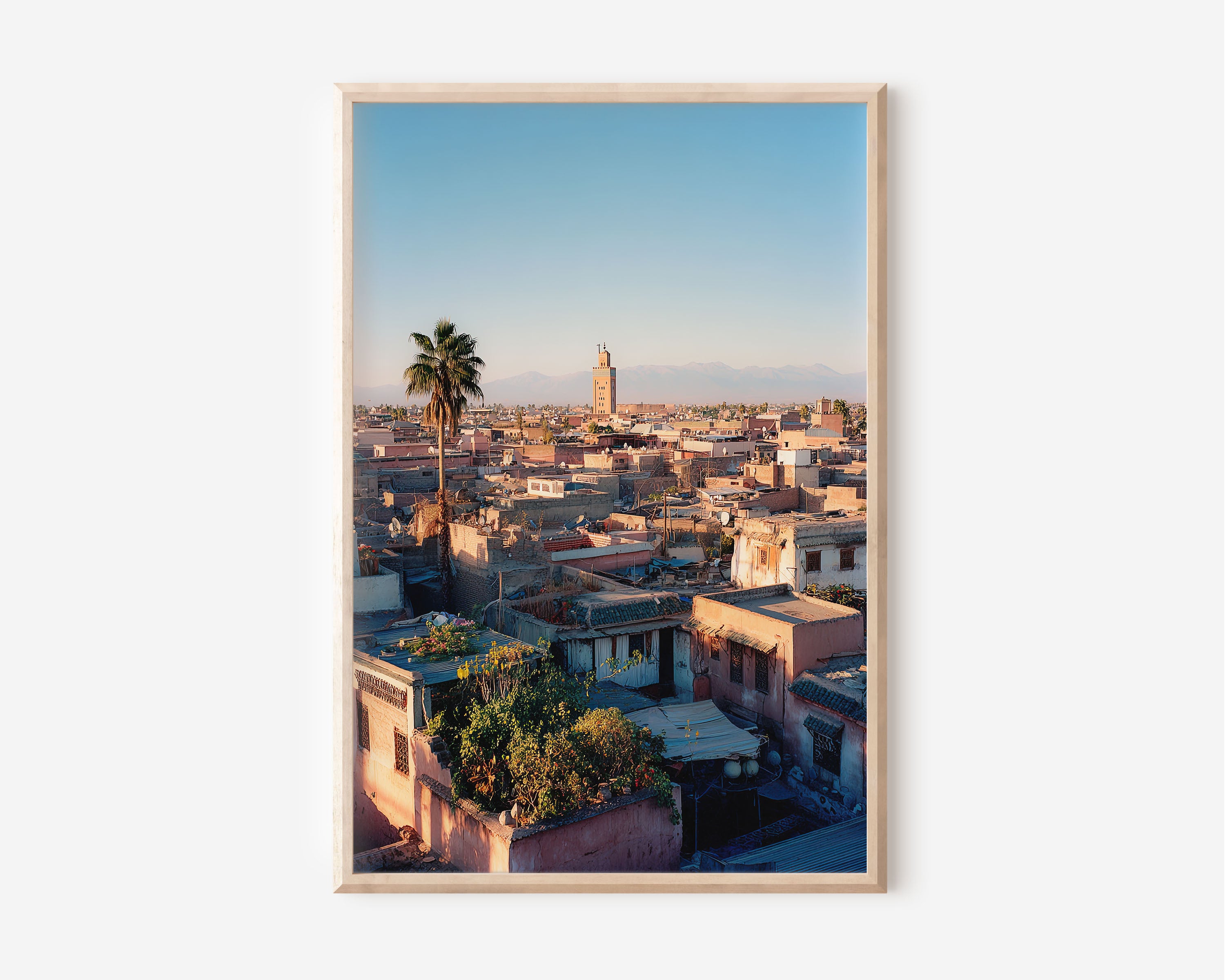 Marrakech Rooftop Wall Art Print | Koutoubia Mosque Medina Skyline Photography | Morocco Travel Poster | Boho Eclectic Home Decor