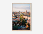 Marrakech Riad Rooftop Wall Art Print | Koutoubia Mosque Sunset Medina Photography | Morocco Travel Poster | Warm Boho Home Decor