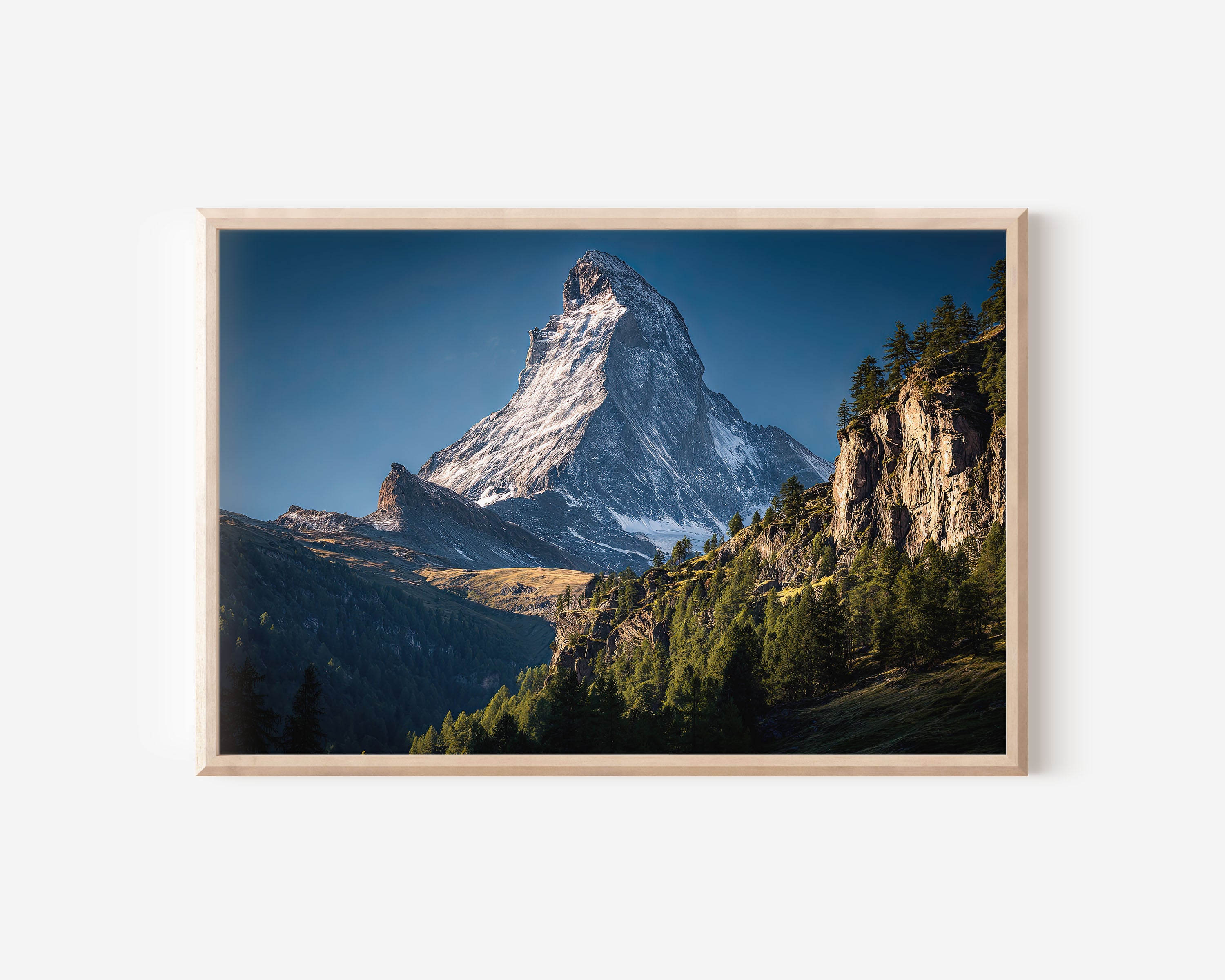 Matterhorn Switzerland Summer Print | Swiss Alps Blue Sky Wall Art