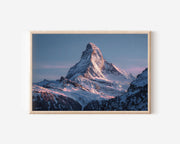 Matterhorn Winter Alpenglow Print | Swiss Alps Sunrise Wall Art