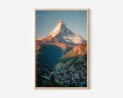 Matterhorn Alpenglow | Zermatt Village Switzerland Wall Art Print