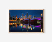 Melbourne Princes Bridge Night Wall Art Print, Yarra River Skyline