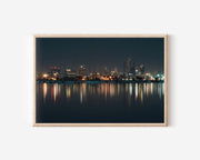 Melbourne Skyline Night Wall Art Print | Australia City Reflection