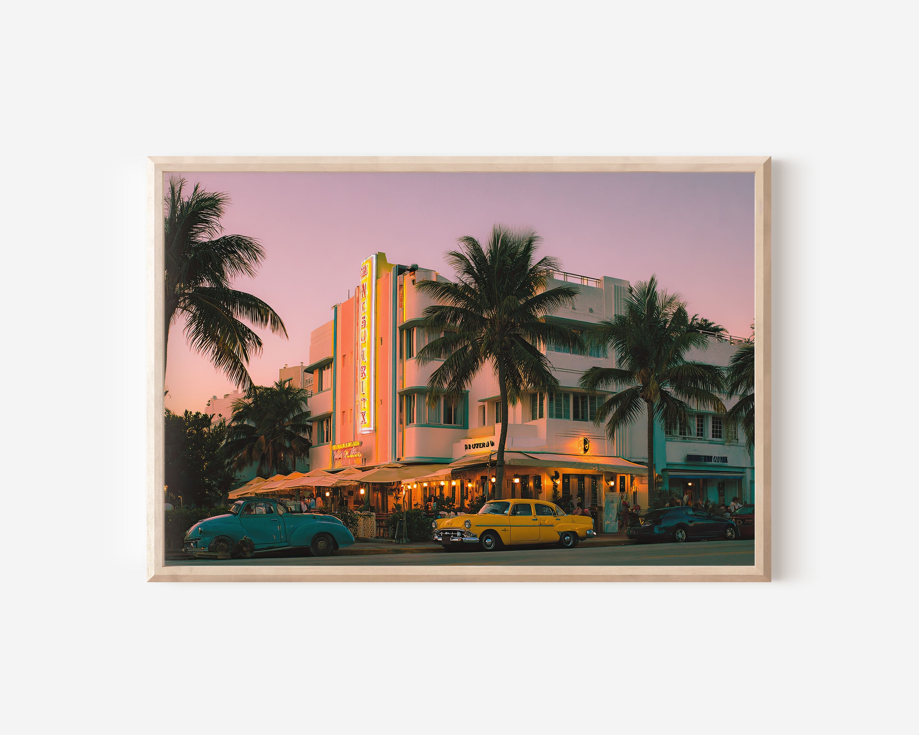Miami Ocean Drive Art Deco Sunset Wall Art Print