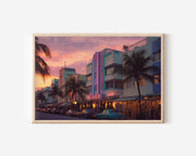 Miami Ocean Drive Art Deco Sunset Wall Art Print