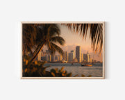 Miami Skyline Sunset Wall Art Print | Florida Tropical Cityscape