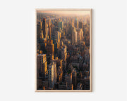 Midtown Manhattan New York Print | NYC Skyline Aerial Wall Art | Golden Hour Cityscape Photography
