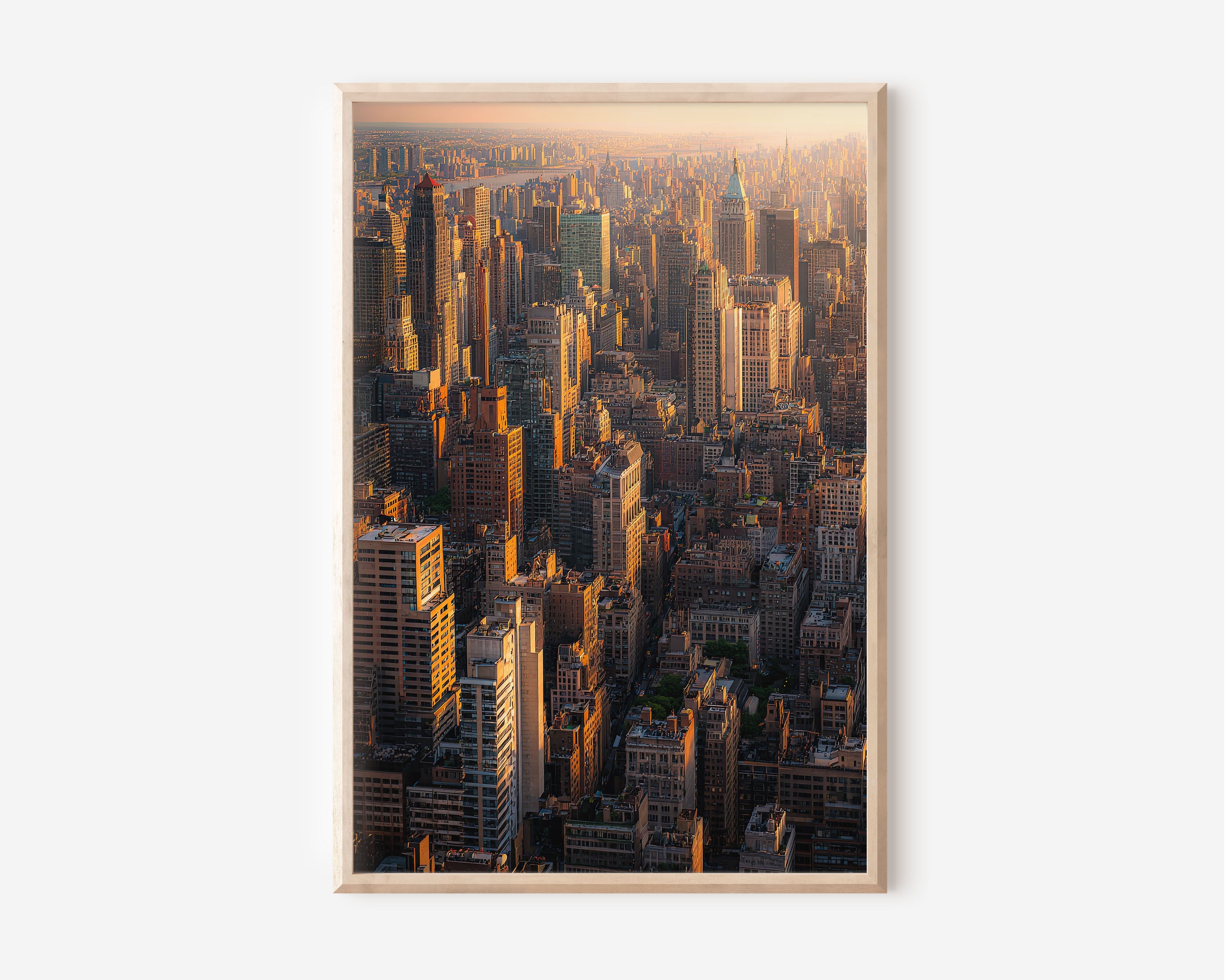 Midtown Manhattan New York Print | NYC Skyline Aerial Wall Art | Golden Hour Cityscape Photography