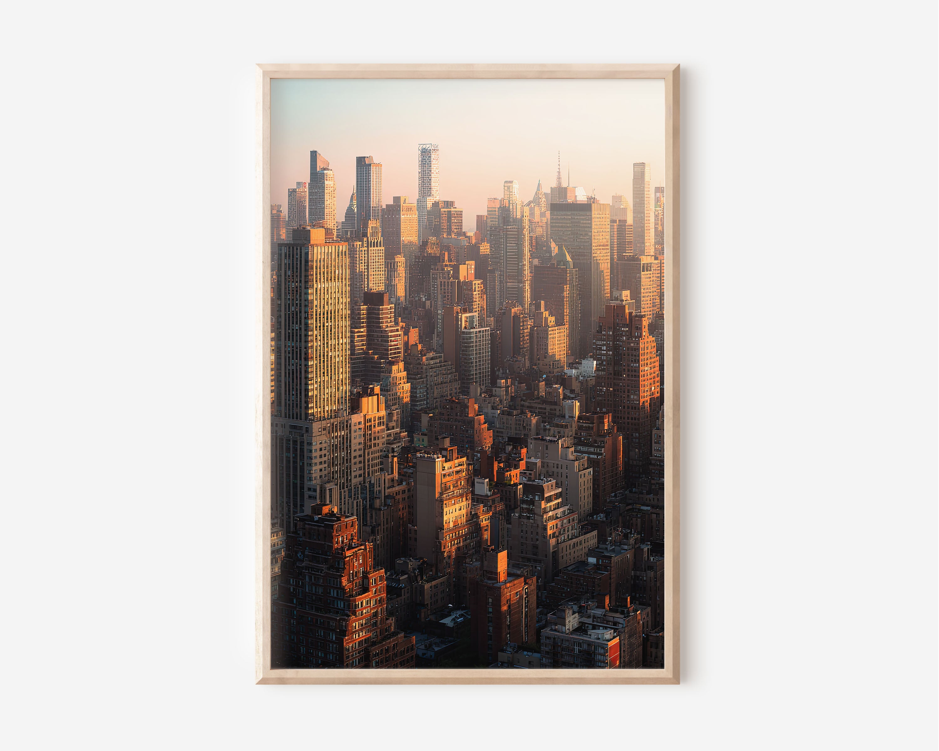 Manhattan Skyline Sunset Print | New York City Rooftop Wall Art | NYC Golden Hour Photography