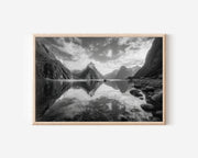 Milford Sound Black & White Wall Art Print