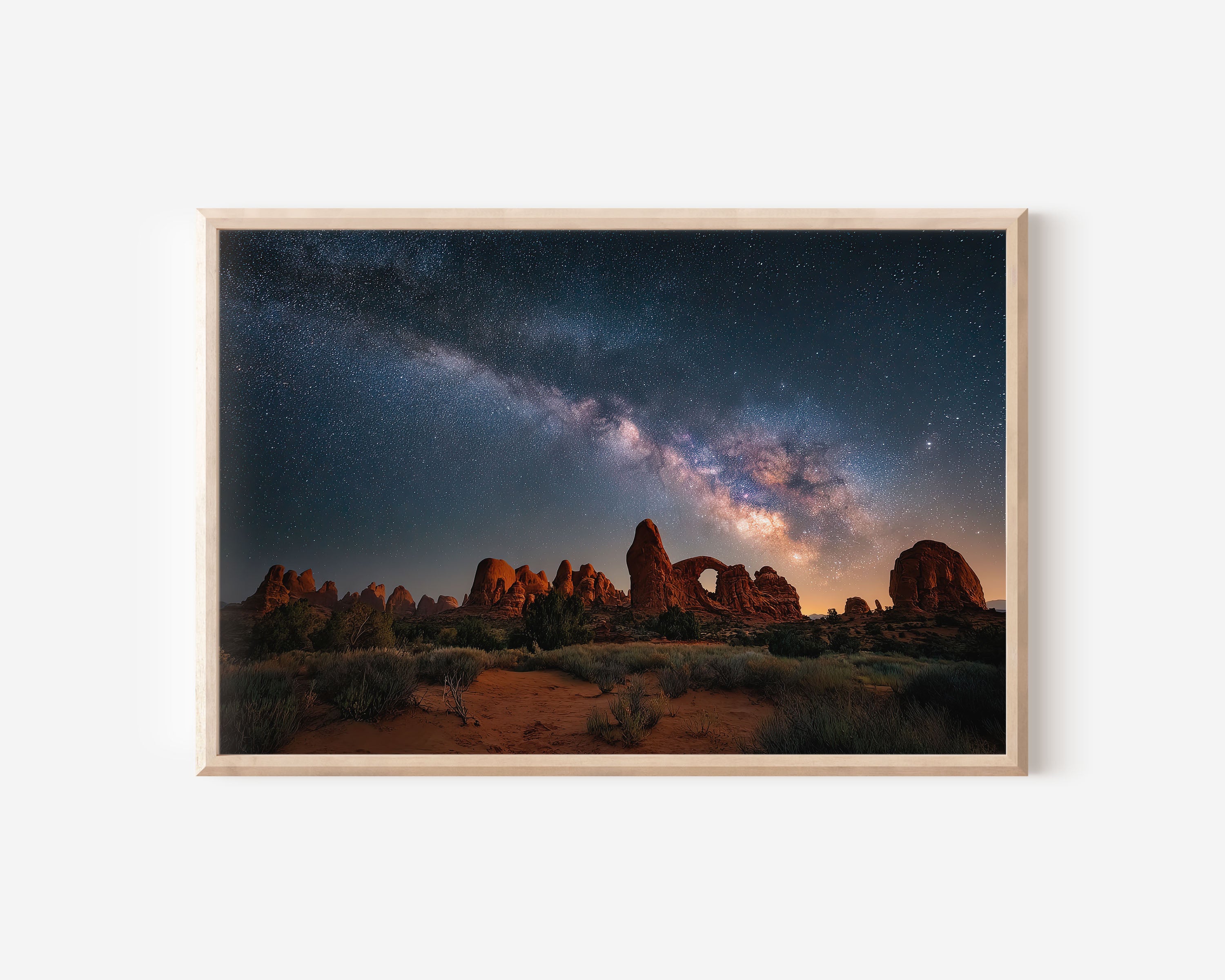 Milky Way Above Red Rock Arches Wall Art – Utah Desert Night Sky