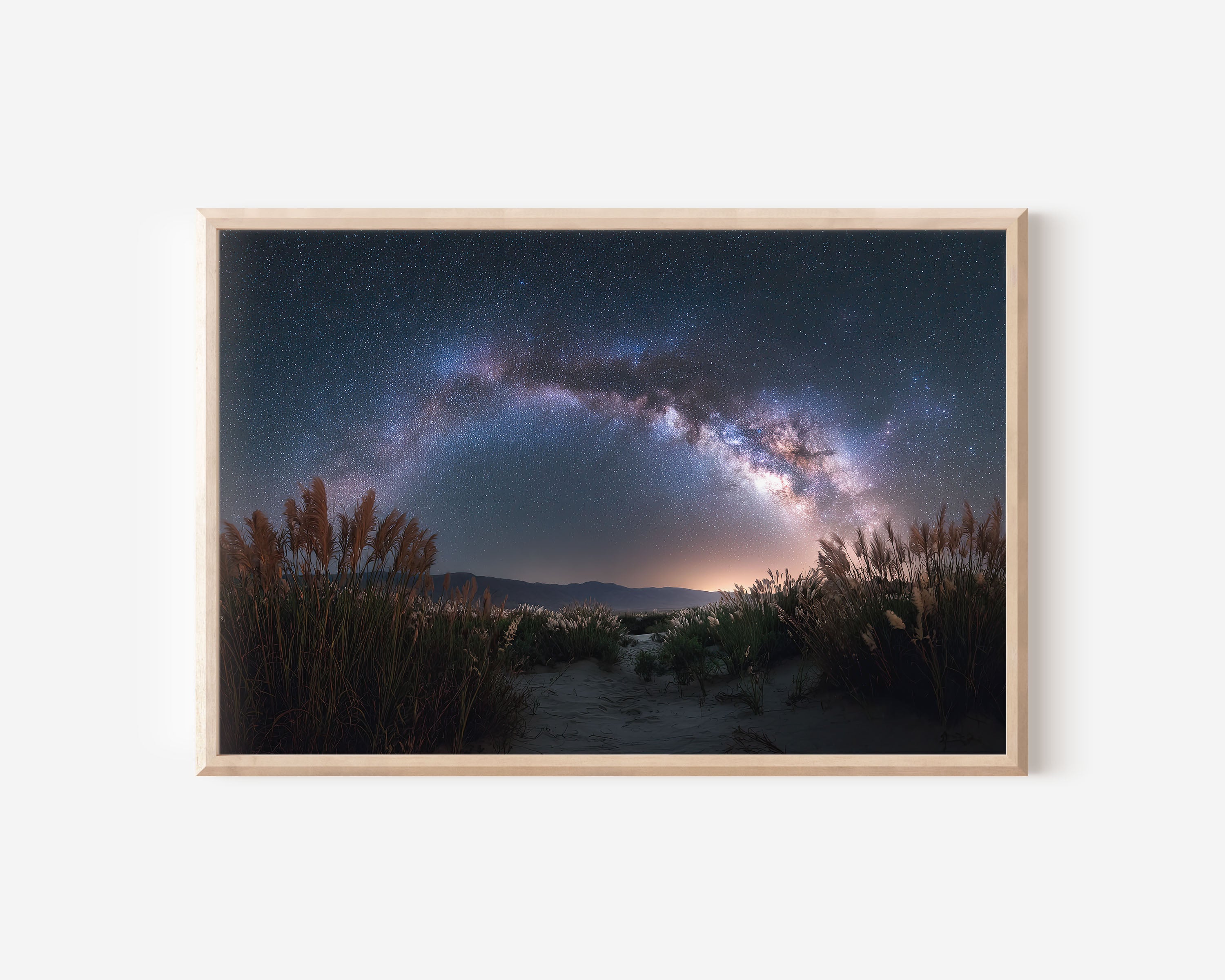 Milky Way Arch Over Beach Wall Art – Galaxy Night Sky Landscape