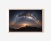 Milky Way Arch Over Observatory Wall Art – Cosmic Night Sky Landscape