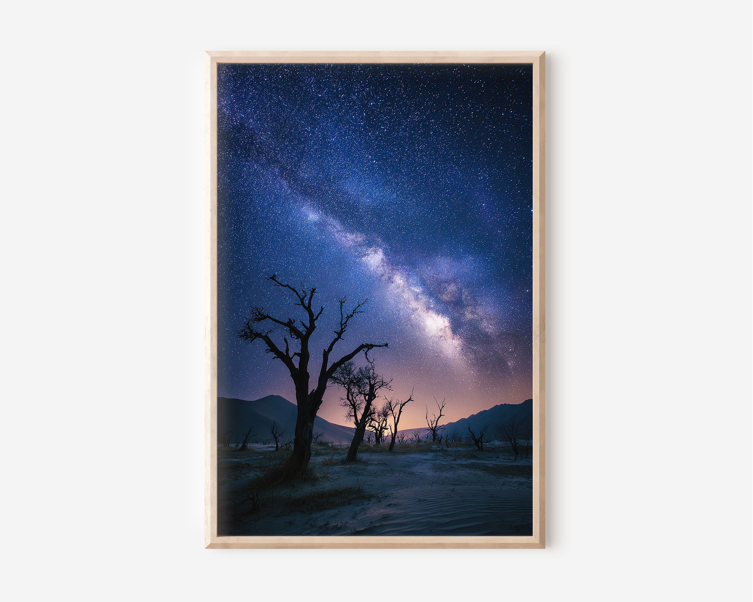 Milky Way Desert Wall Art Print | Dead Tree Night Sky Landscape Decor
