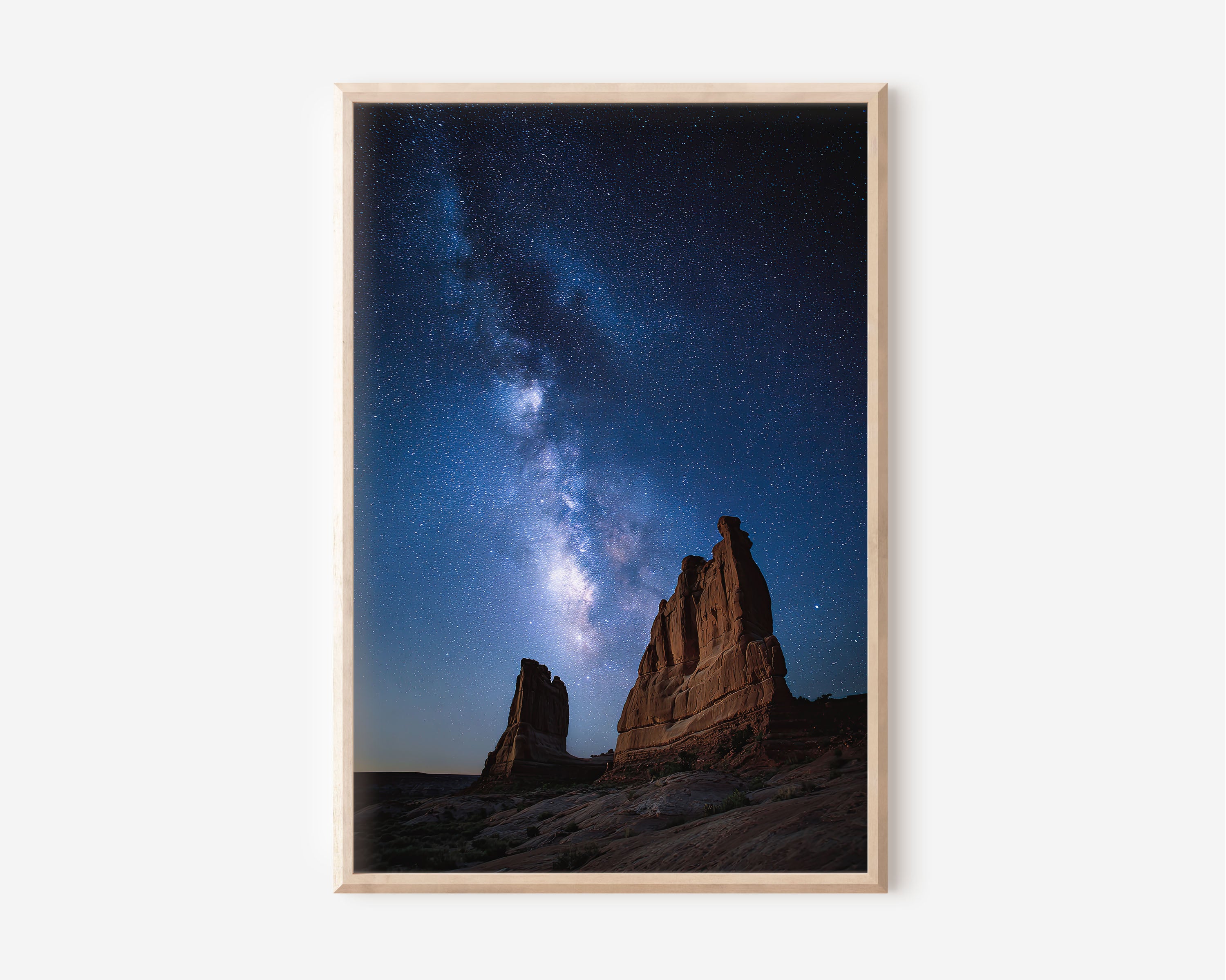 Milky Way Desert Rock Wall Art Print | Monument Valley Night Sky Canvas