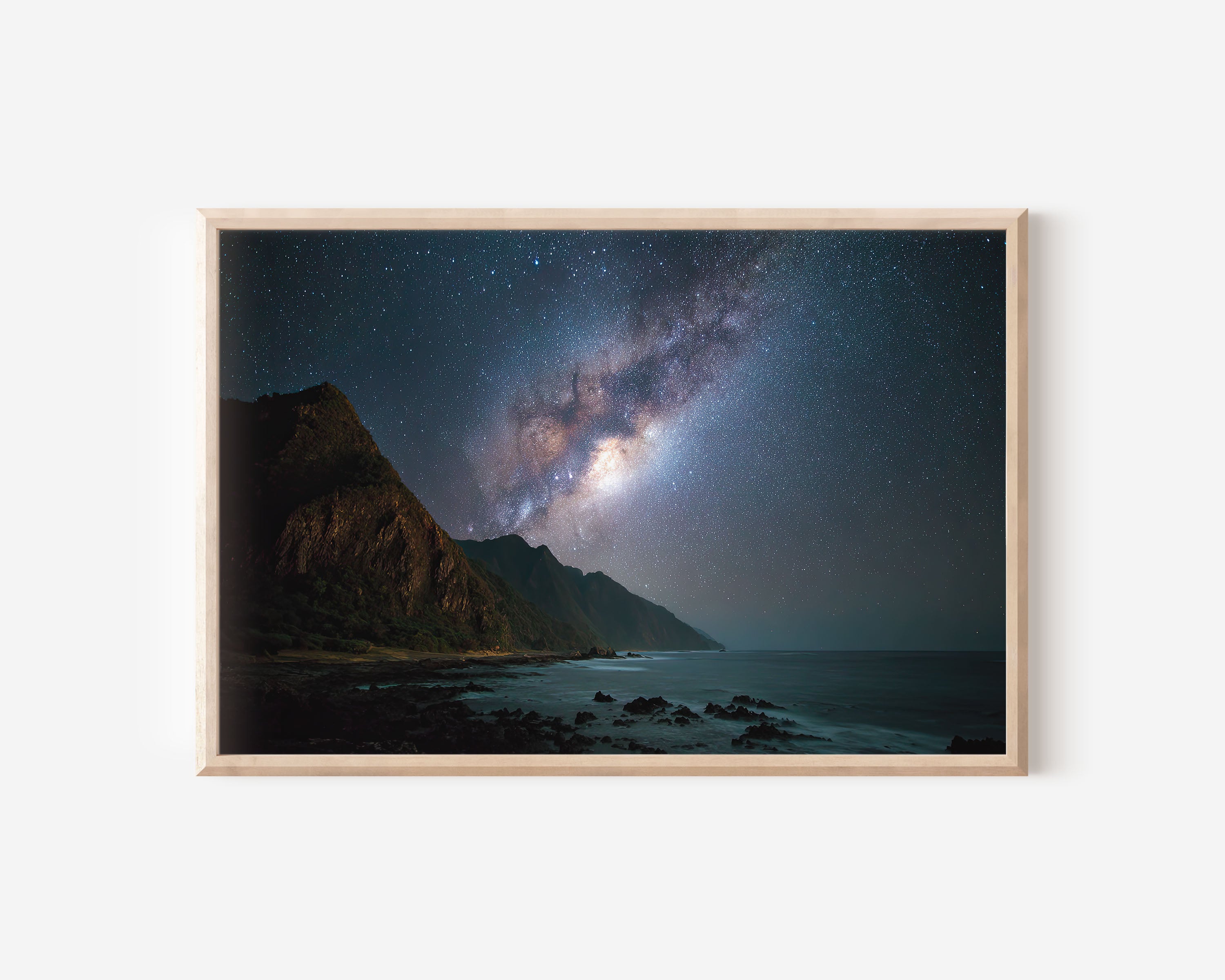Milky Way Over Coastal Cliffs Wall Art – Ocean Night Sky Landscape