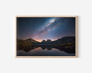 Milky Way Over Cradle Mountain Wall Art – Night Sky Reflection Lake