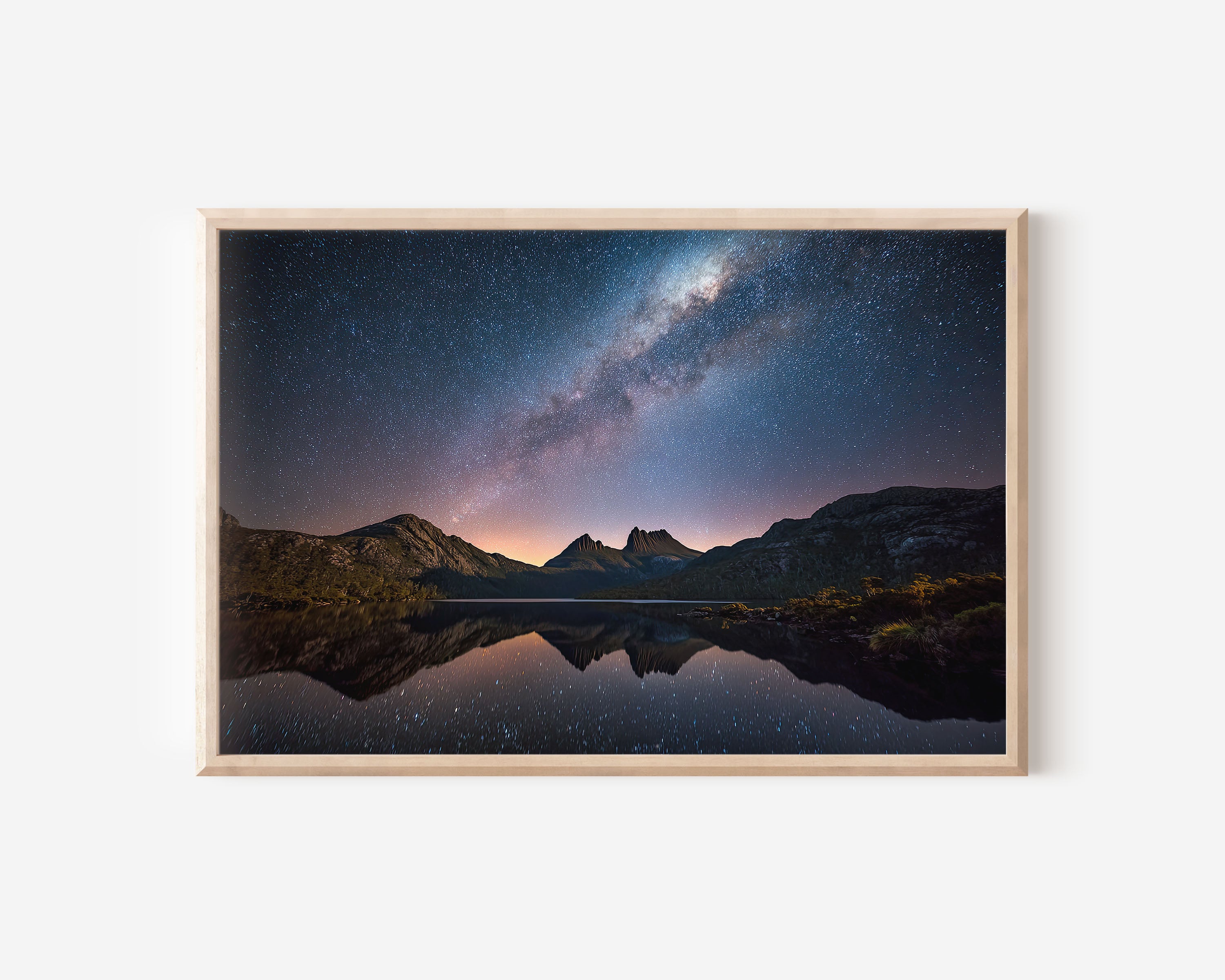 Milky Way Over Cradle Mountain Wall Art – Night Sky Reflection Lake