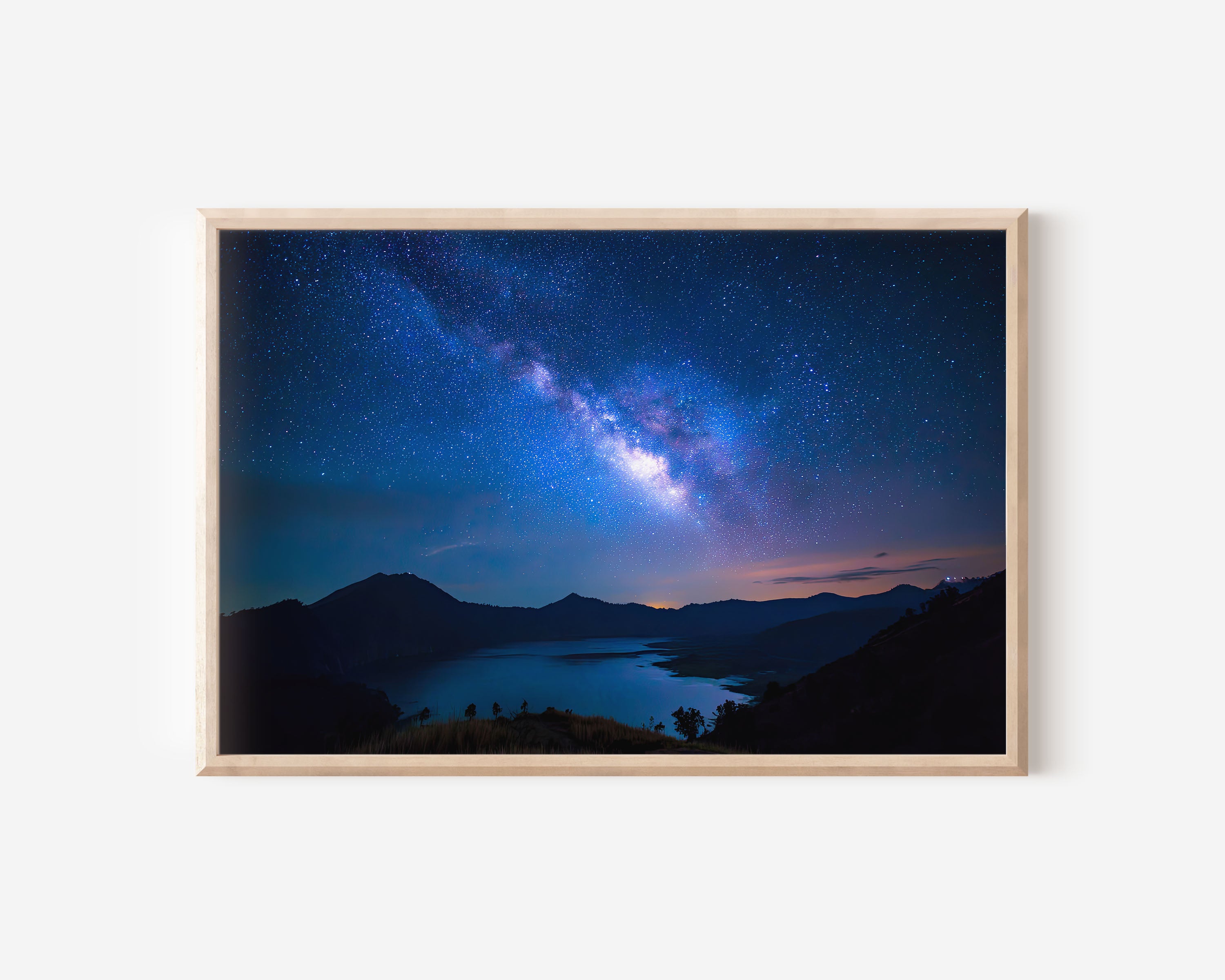 Milky Way Over Crater Lake Print – Cosmic Mountain Wall Art