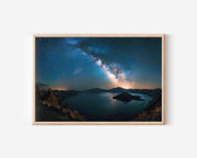Milky Way Over Crater Lake Panorama – Cosmic Night Wall Art