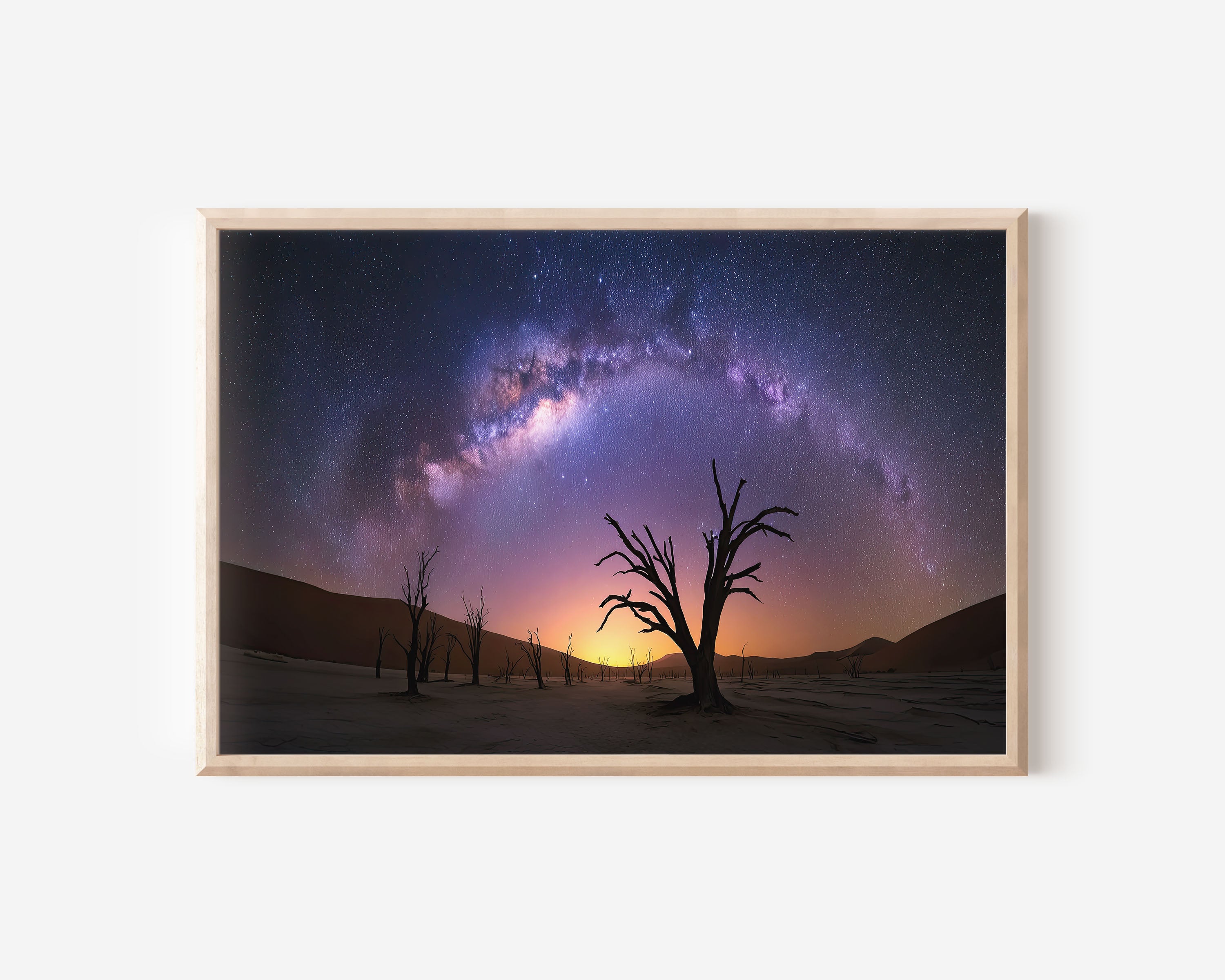 Milky Way Over Desert Trees Wall Art – Night Sky Landscape Print