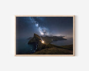 Milky Way Over Faroe Islands Cliffs Wall Art – Night Sky Coastal Landscape