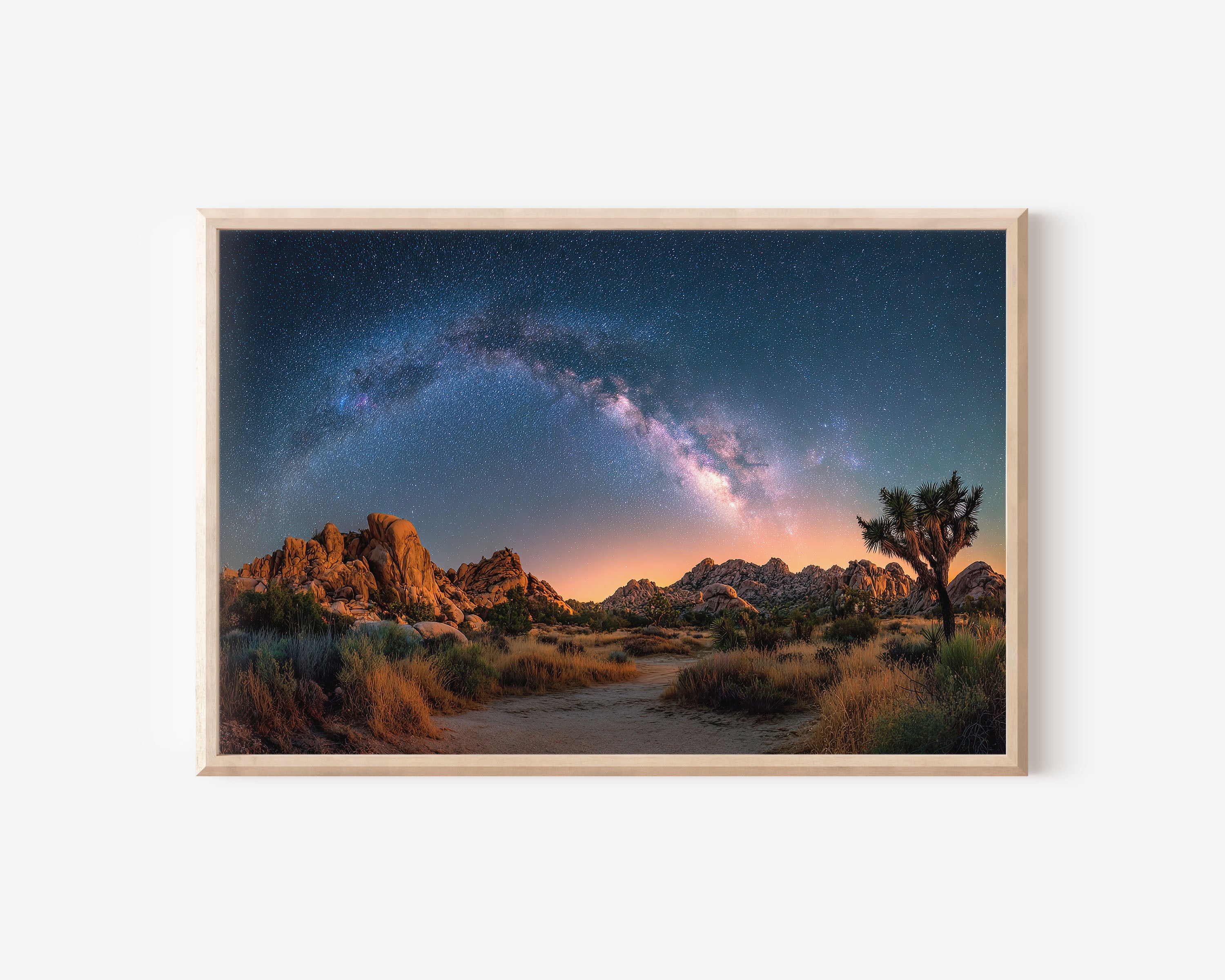 Milky Way Over Joshua Tree Wall Art – Desert Night Sky Landscape